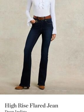 Holland Cooper High Rise Flared Jean Deep Indigo Size 12 L